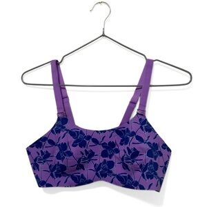 Knix Blue/Purple Floral Pattern Light Support Seamless Bra Size 32/34 A/B